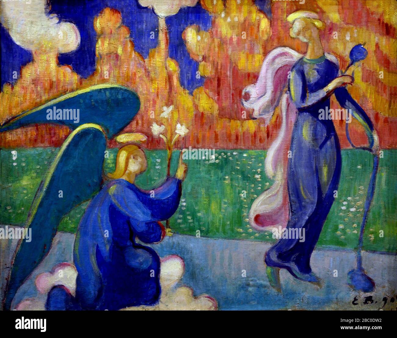 Die Verkündigung, ein postimpressionistisches Cloisonnism-Ölgemälde von Émile Bernard aus dem Jahr 1890 in der Carmen Thyssen-Sammlung im Thyssen-Museum. L `Die Verkündigung - Die Verkündigung 1890 von Émile Bernard 1868 - 1941 Frankreich Französisch Verkündigung, gesegnet, Jungfrau Maria, die Ankündigung durch den Engel Gabriel, Maria, dass sie empfangen würde, einen Sohn durch eine Jungfräulichkeit gebären würde, die Mutter von Jesus Christus, dem christlichen Messias und Sohn Gottes, Inkarnation werden würde, Stockfoto
